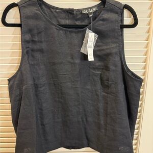 J. Crew Women's Black Linen Sleeveless Top